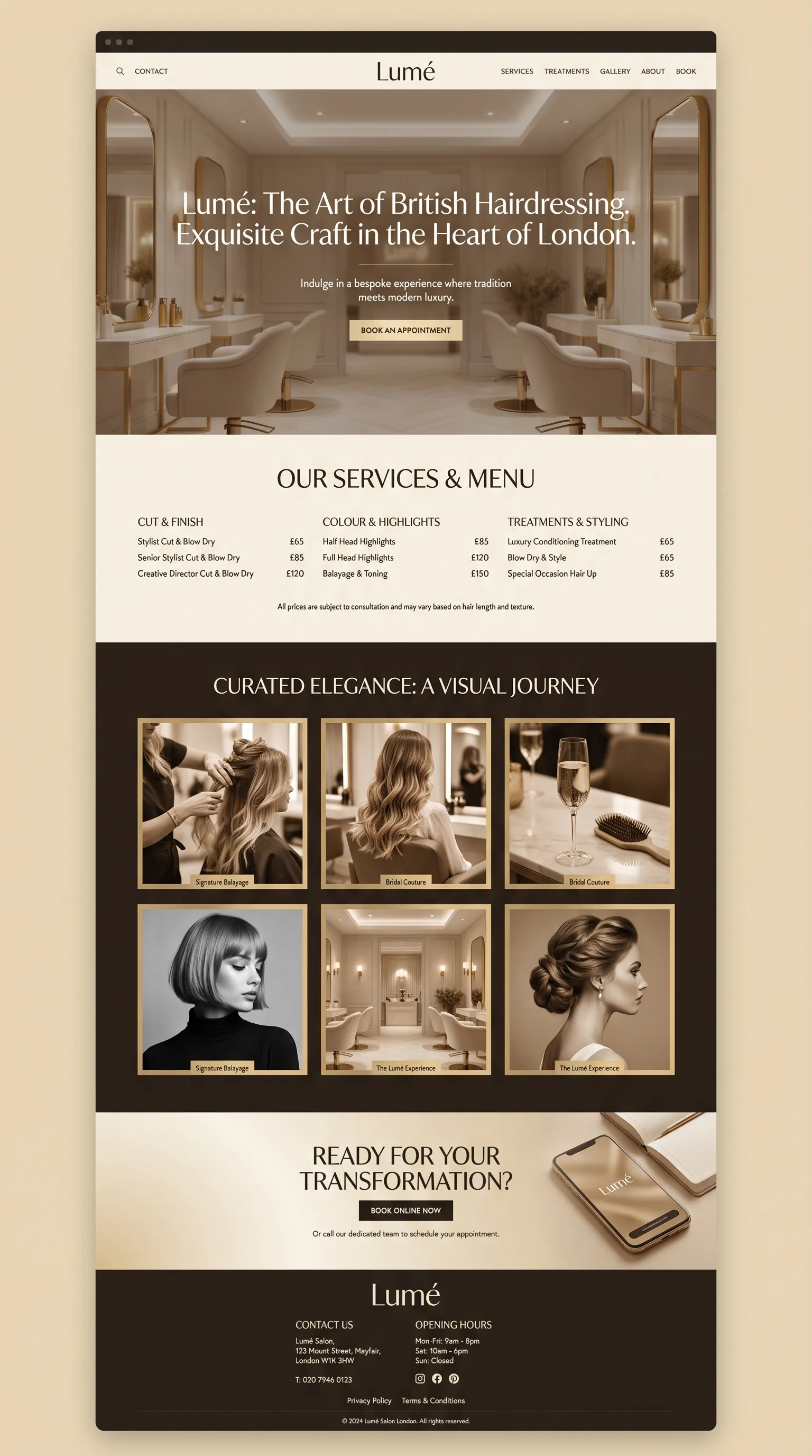 Salon & Beauty website design preview